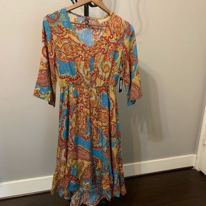 New Anthropologie Lapis boho high low dress M